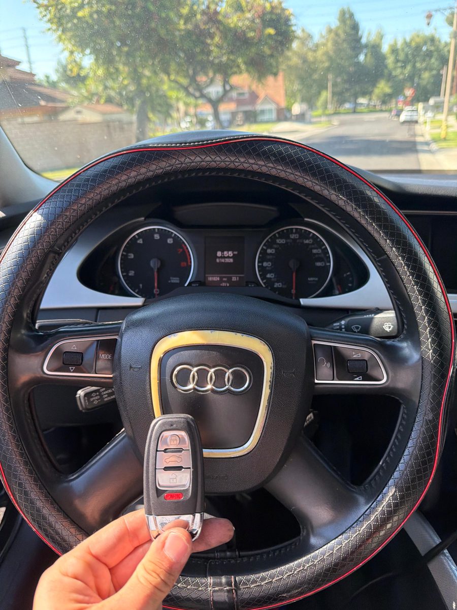 Keywise Locksmith Audi smart key with panic button programmed on-site in Orange County, CA