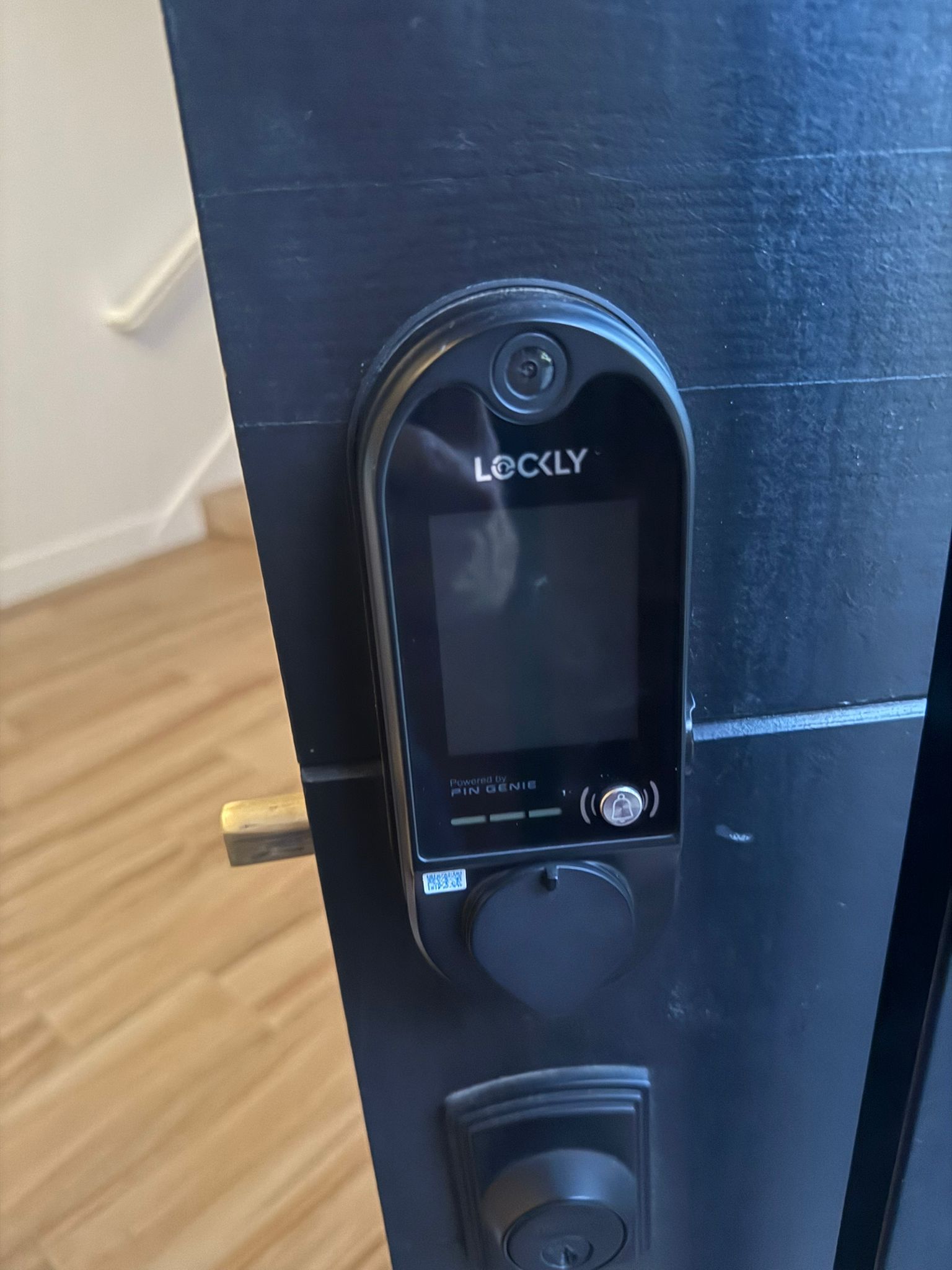 Keywise Locksmith Lockly smart deadbolt with touchscreen keypad installed on a residential door in Orange County, CA