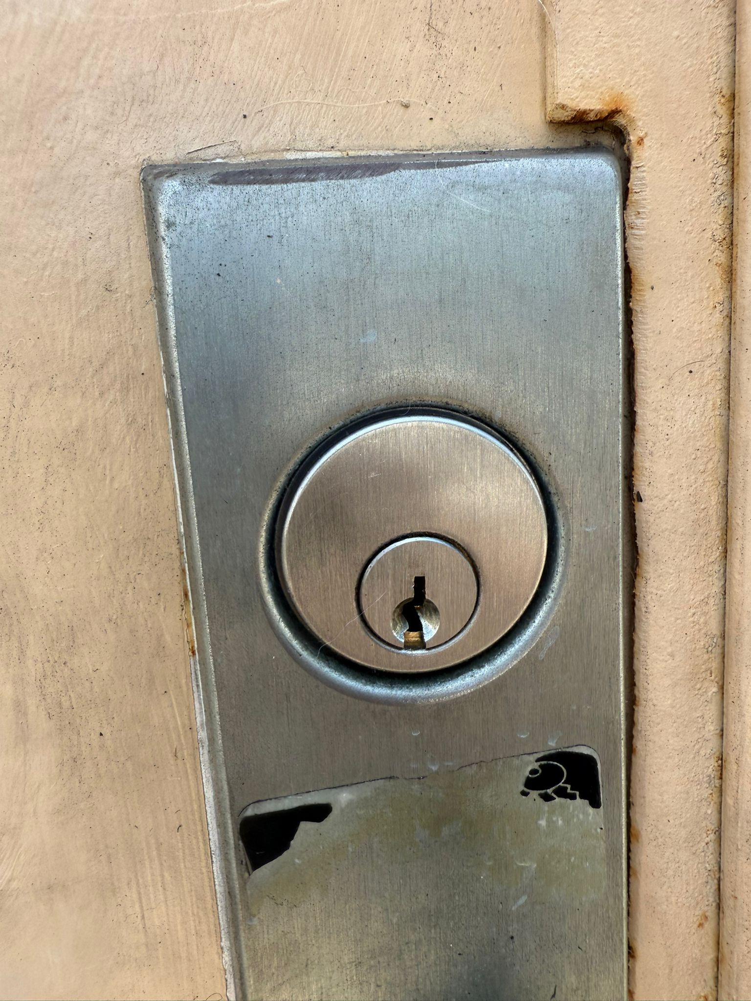 Keywise Locksmith mortise deadbolt cylinder serviced on a commercial door in Orange County, CA